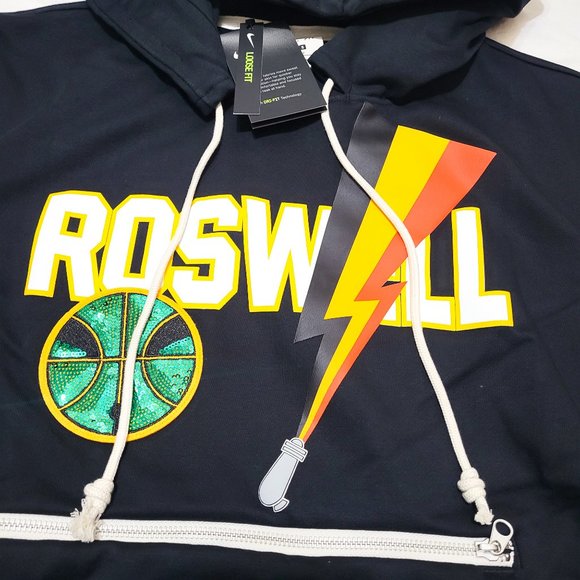 Nike Roswell Rayguns Basketball Hoodie Black Team CV1933-010 Black Gold Orange - Picture 9 of 16